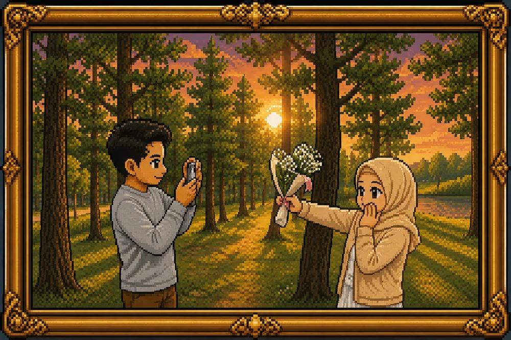 Foto saat matahari terbenam