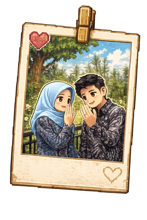 Foto bersama saat matahari terbenam